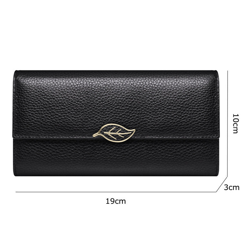 Lychee Pattern First Layer Cowhide Women's Long Wallet