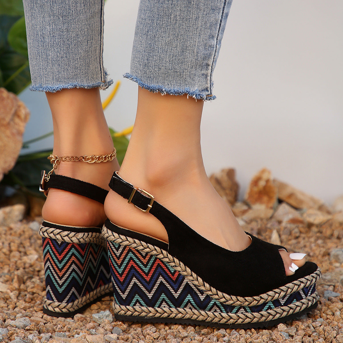 All-match High Heel Plus Size Wedge Sandals Women's Platform Platform Roman Style Shoes