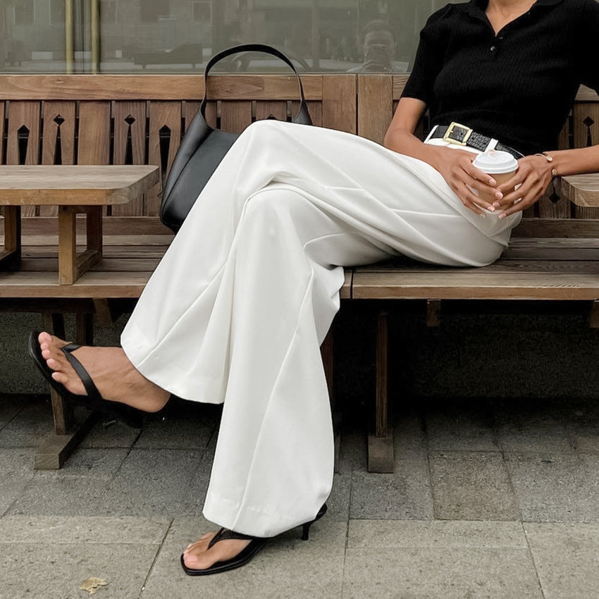 White High-waist Trousers Fashion Loose Casual Pants