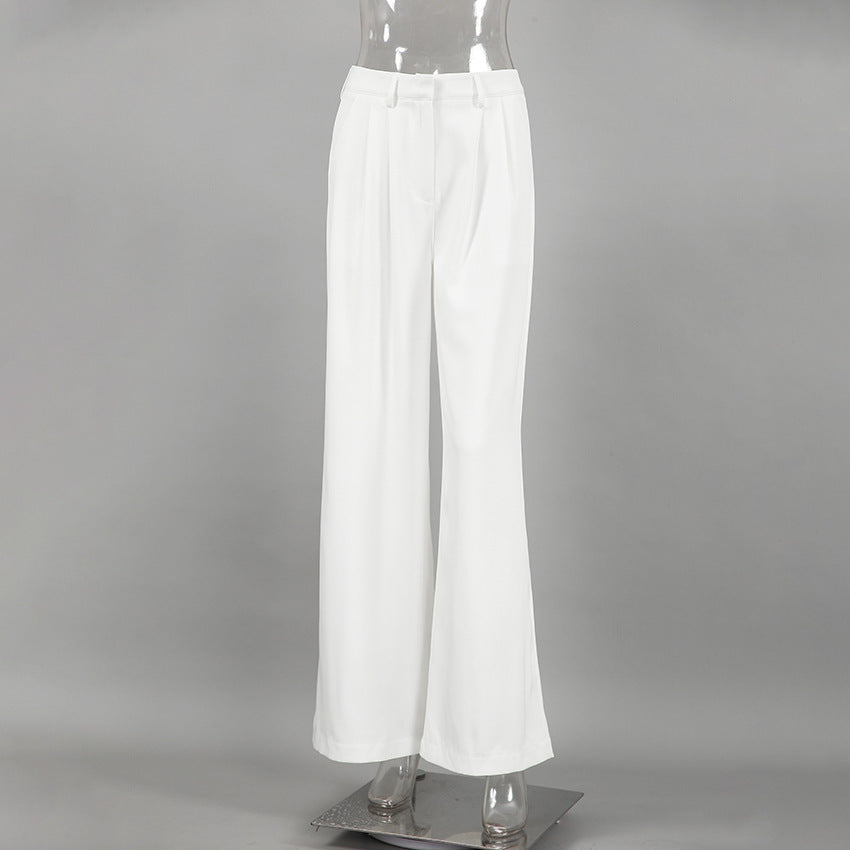 White High-waist Trousers Fashion Loose Casual Pants