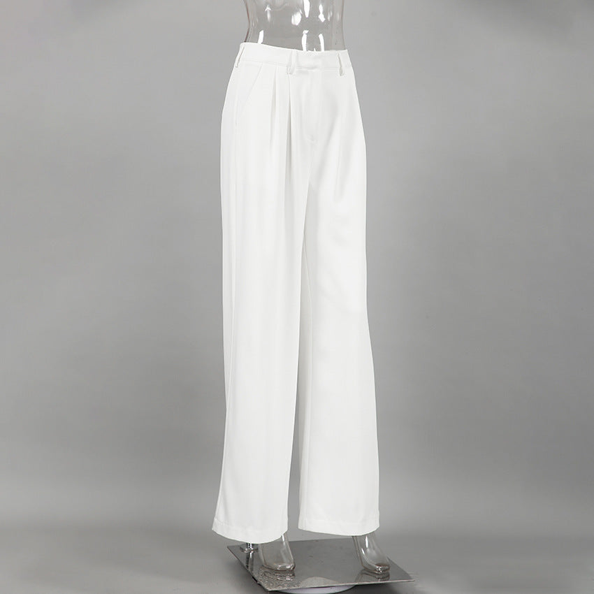White High-waist Trousers Fashion Loose Casual Pants
