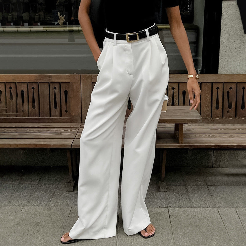 White High-waist Trousers Fashion Loose Casual Pants