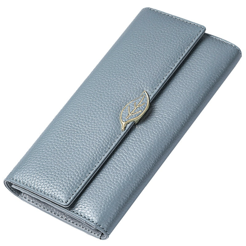 Lychee Pattern First Layer Cowhide Women's Long Wallet