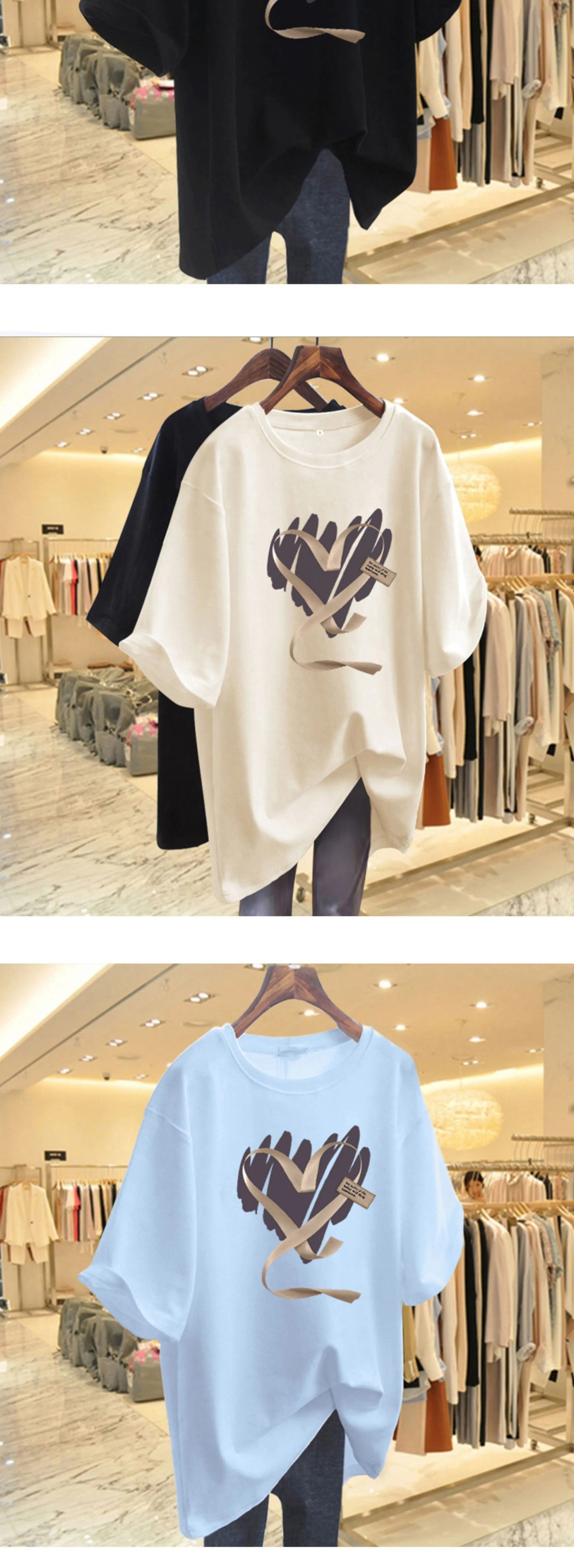 Women's Summer Pure Cotton Mid-length Short-sleeved T-shirt