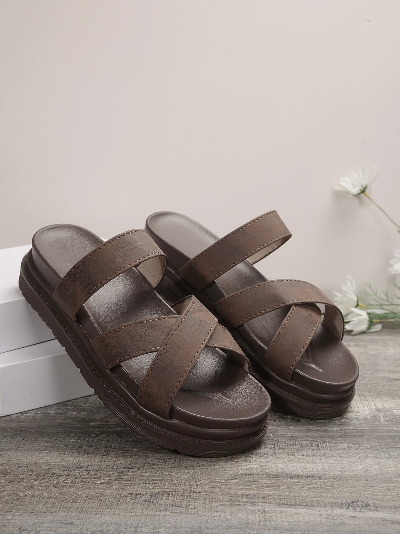 Platform Slippers Women's Cross Sandals