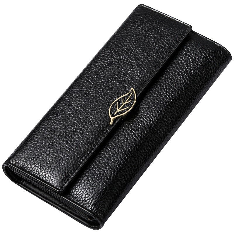 Lychee Pattern First Layer Cowhide Women's Long Wallet