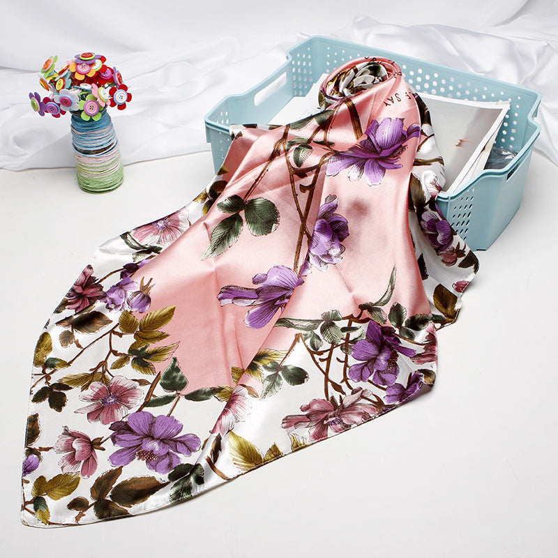 High-end Versatile Retro Printed Artificial Silk Scarf For Women