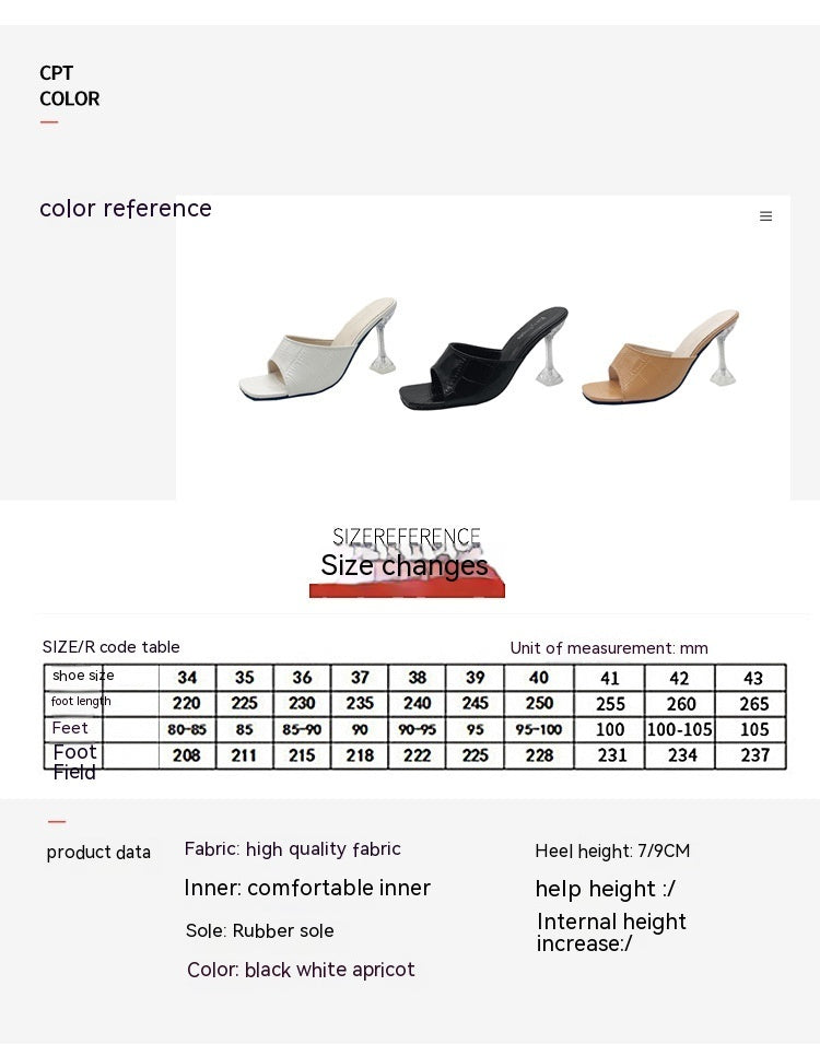 New Style Rhombus French Style Sandals Women's Outer Wear Square Toe High Heels