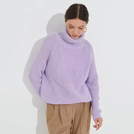 High Neck Thickened Autumn And Winter Sweater Turtleneck Solid Color Casual Mid-length Sweater