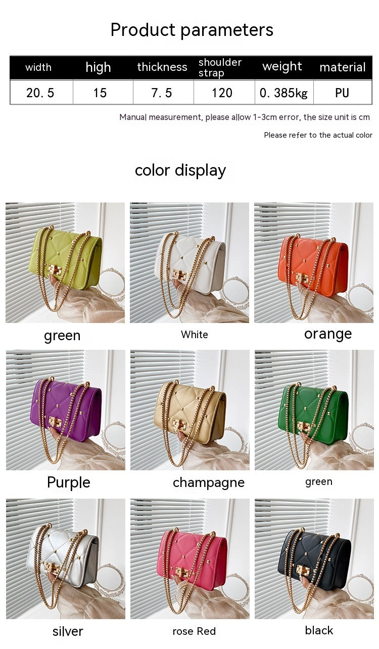 Summer Rivet Fashion Popular Chain Crossbody Shoulder Bag