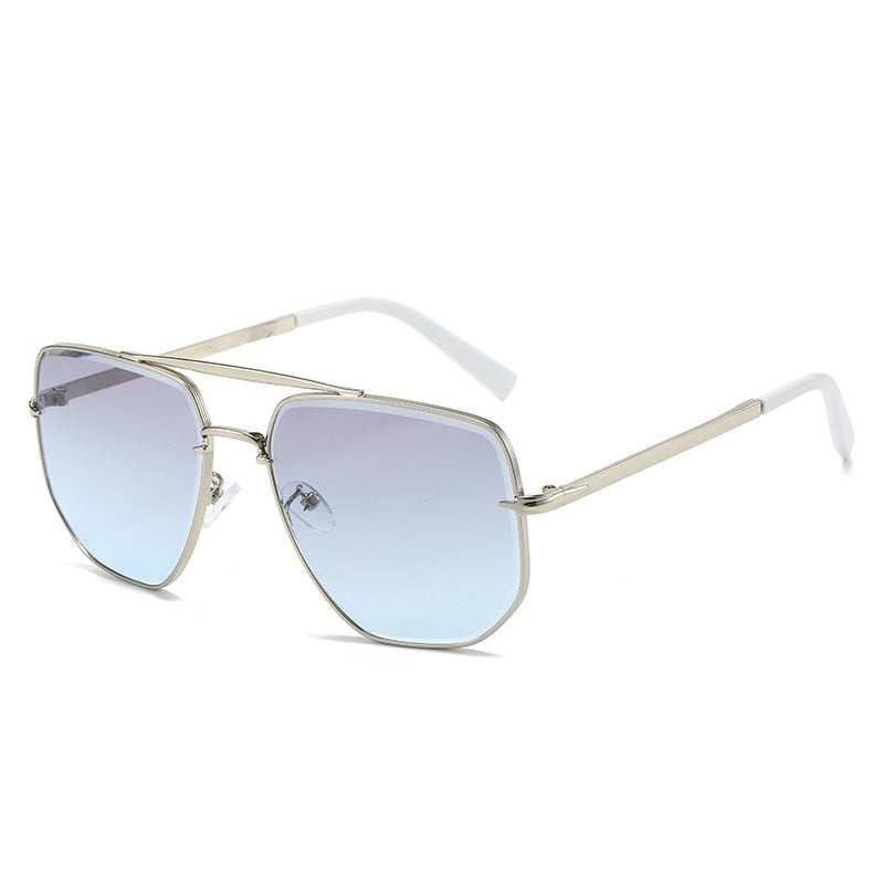 Fashion Square Metal Double Beam Sun Glasses