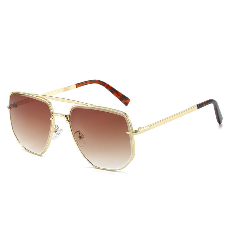 Fashion Square Metal Double Beam Sun Glasses