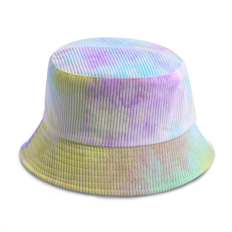 Tie-dyed Corduroy Fisherman Hat Women's Autumn And Winter