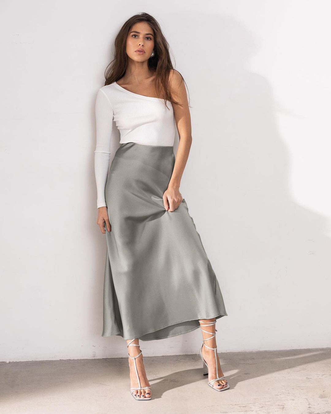 High Waist Skirt Silky Draping Midi Skirt Summer Fishtail Skirt Ice Silk Skirt