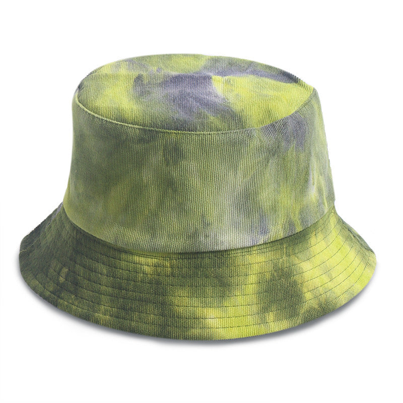 Tie-dyed Corduroy Fisherman Hat Women's Autumn And Winter