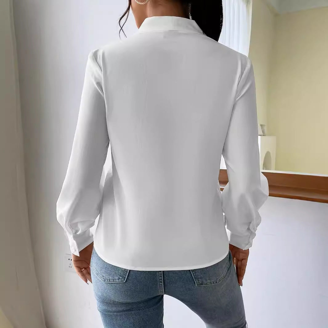 Long Sleeve Design Sense V-neck Loose Top