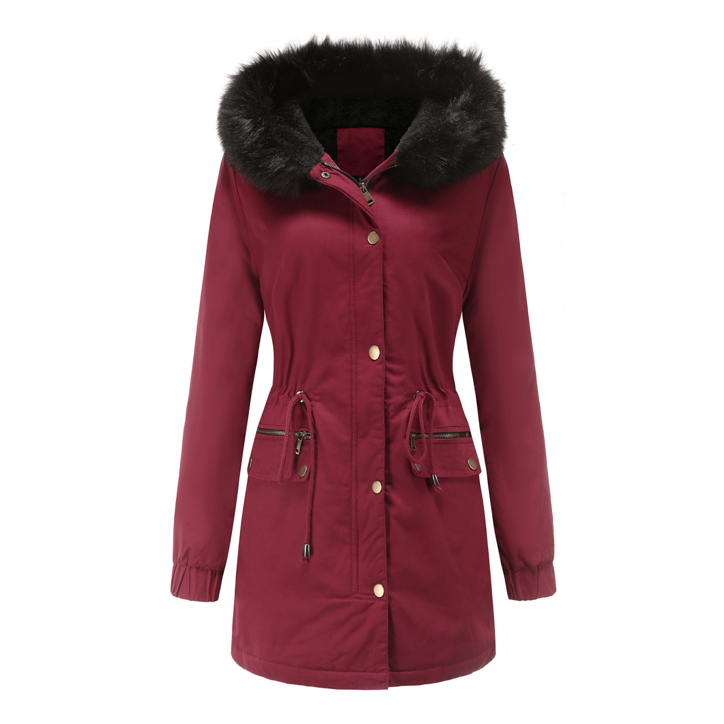 Women's Mid-length Fur Collar Coat Parker Cotton-padded Coat