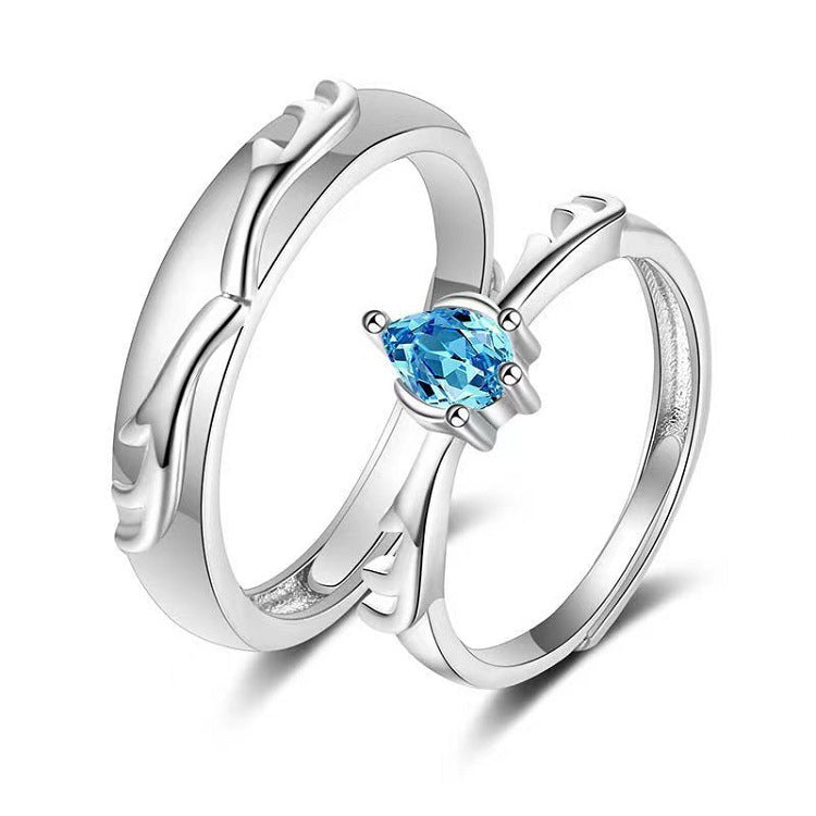 Sun Moon Star Temperament Female Ring Micro Inlaid Zircon Adjustable Mouth