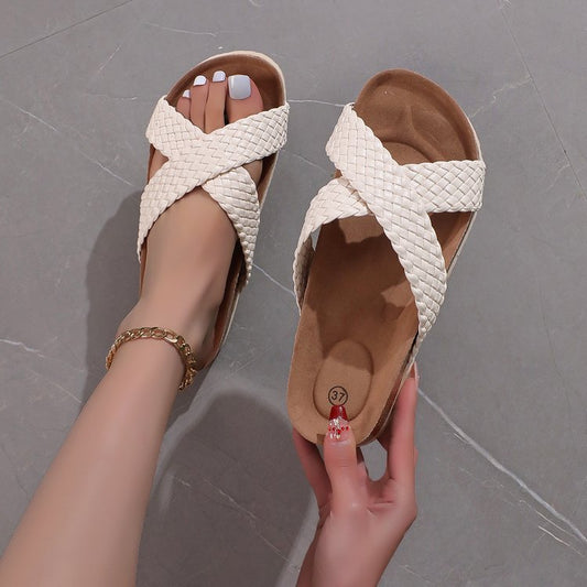 Plus Size Cross Strap Platform Slippers Female