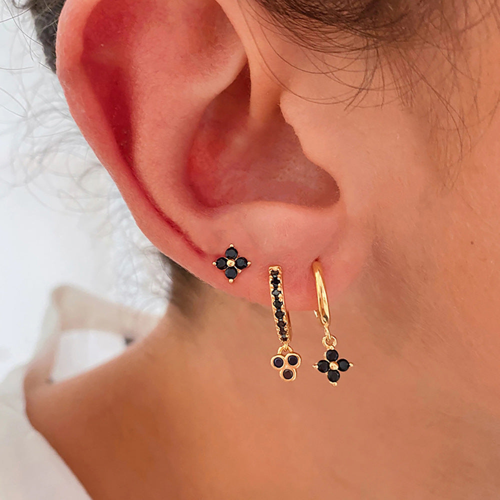 Affordable Luxury Fashion Flowers Zircon Earrings Plated With Real Gold