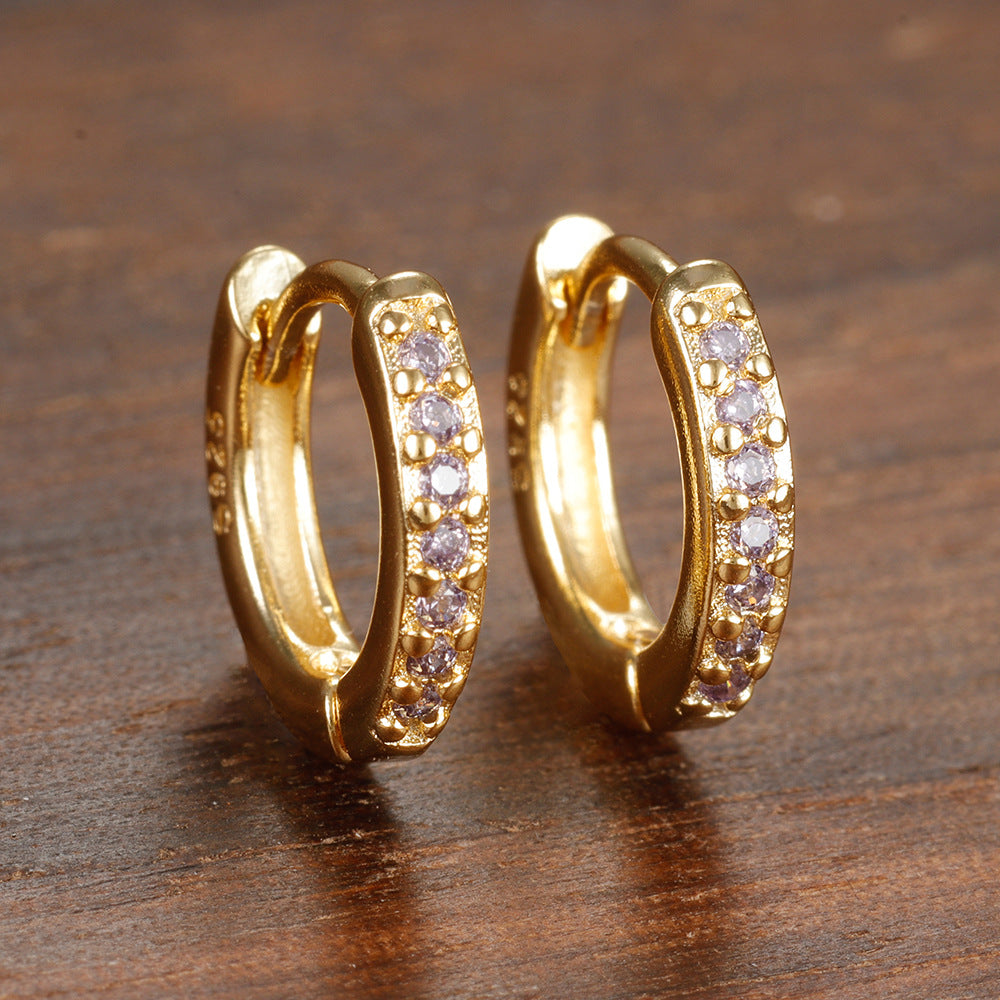 Trendy Earrings Circle 8mm Zircon