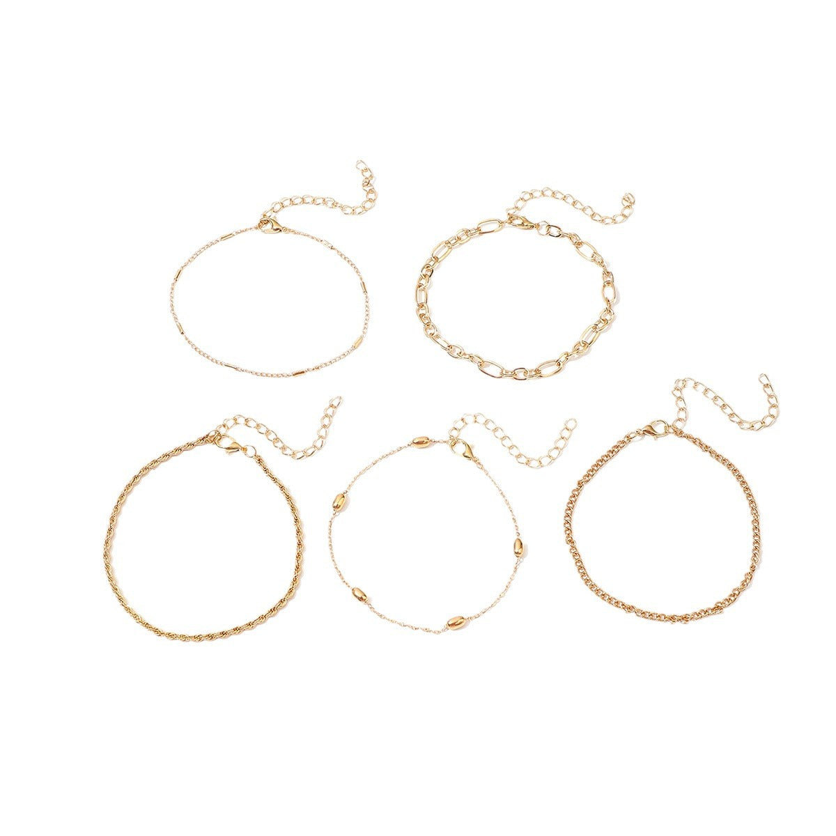 Alloy Anklet Hemp Flowers Chain 5-piece Set