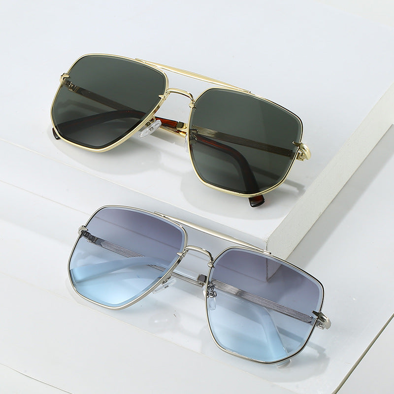 Fashion Square Metal Double Beam Sun Glasses