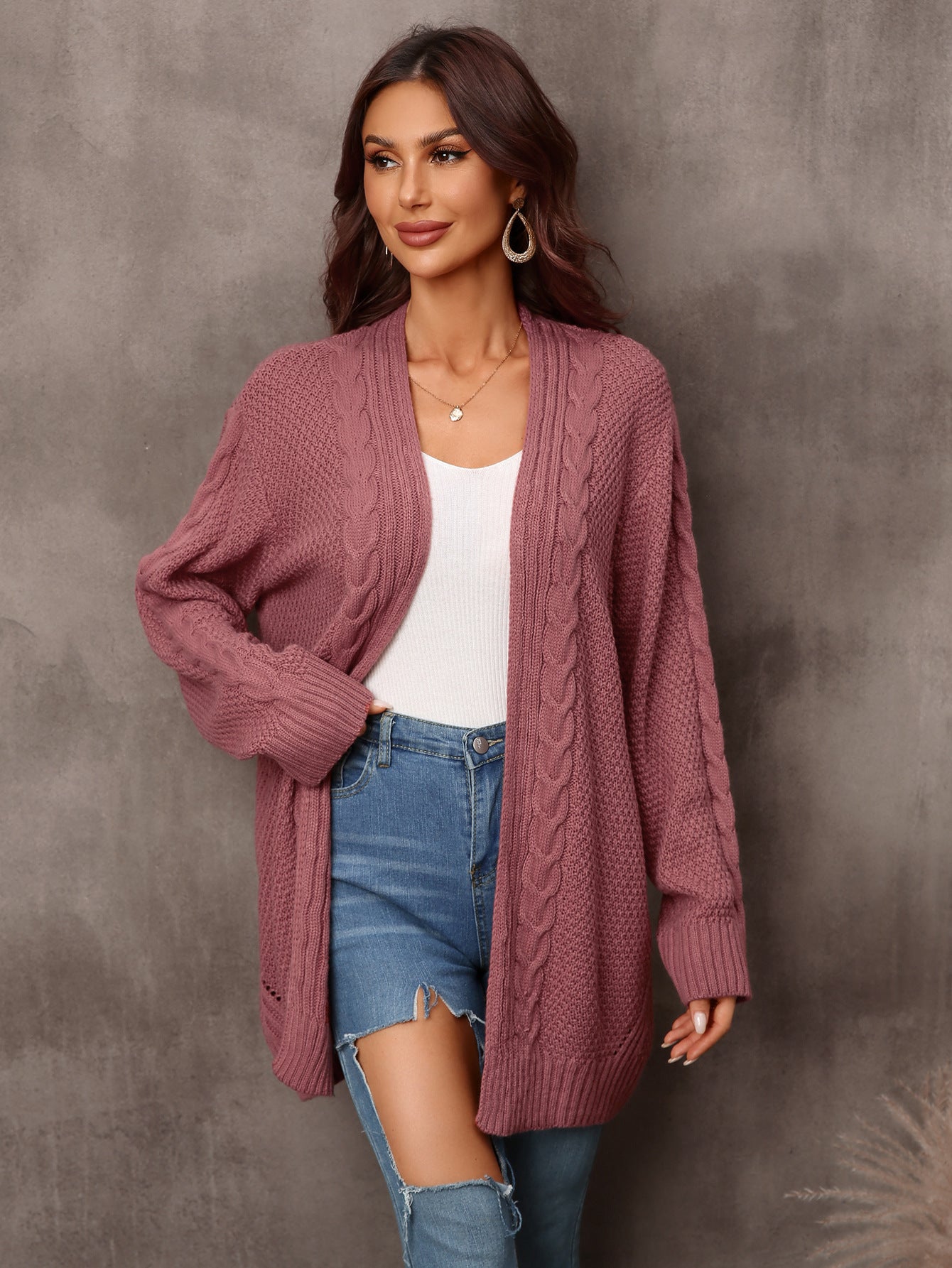 Autumn And Winter New Women's Cardigan Irregular Sweater Hollow Out Sweater Coat