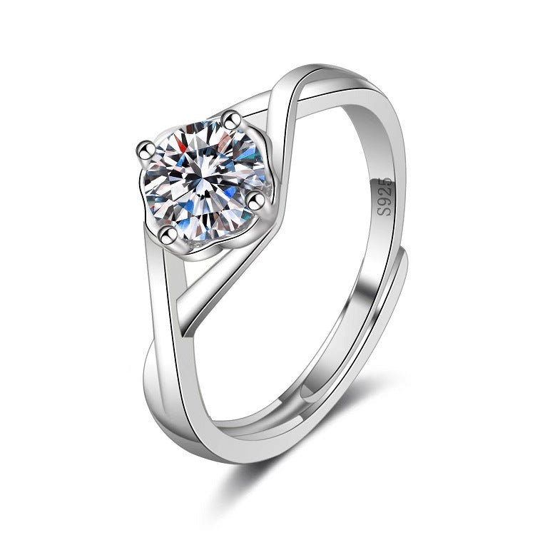 Moissanite Classic Six-claw 1 Karat Open Ring