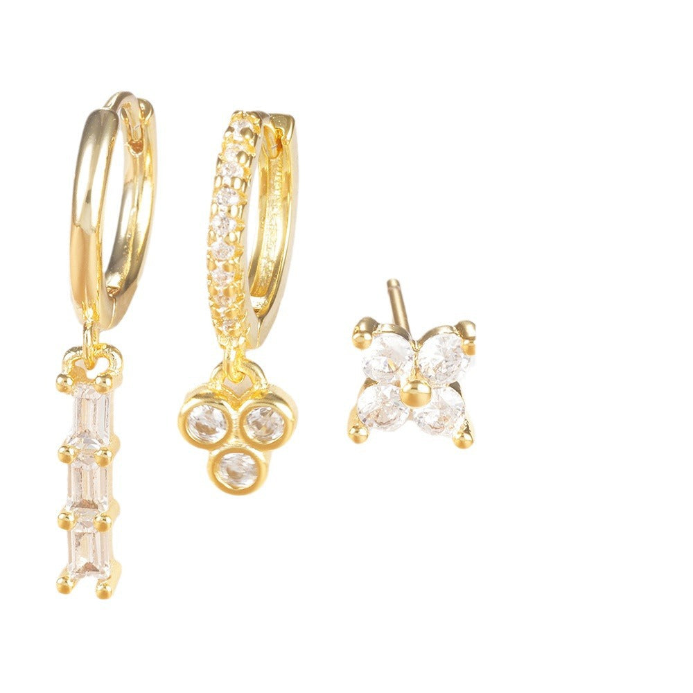 Affordable Luxury Fashion Flowers Zircon Earrings Plated With Real Gold