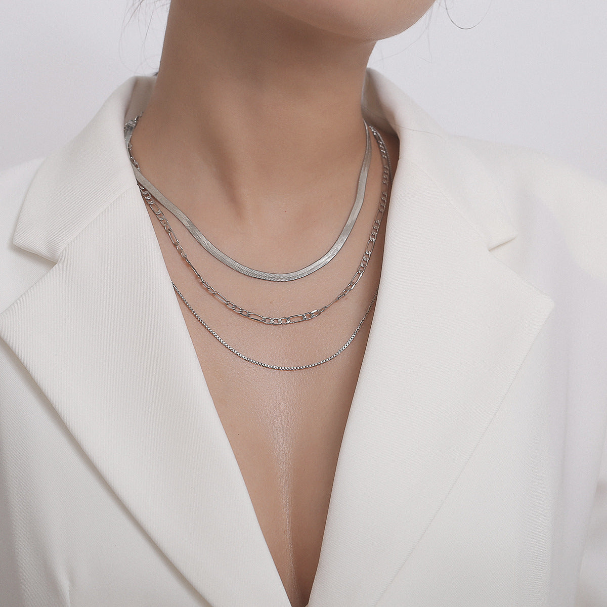 Punk Multi-layer Snake Bone Box Chain Necklace