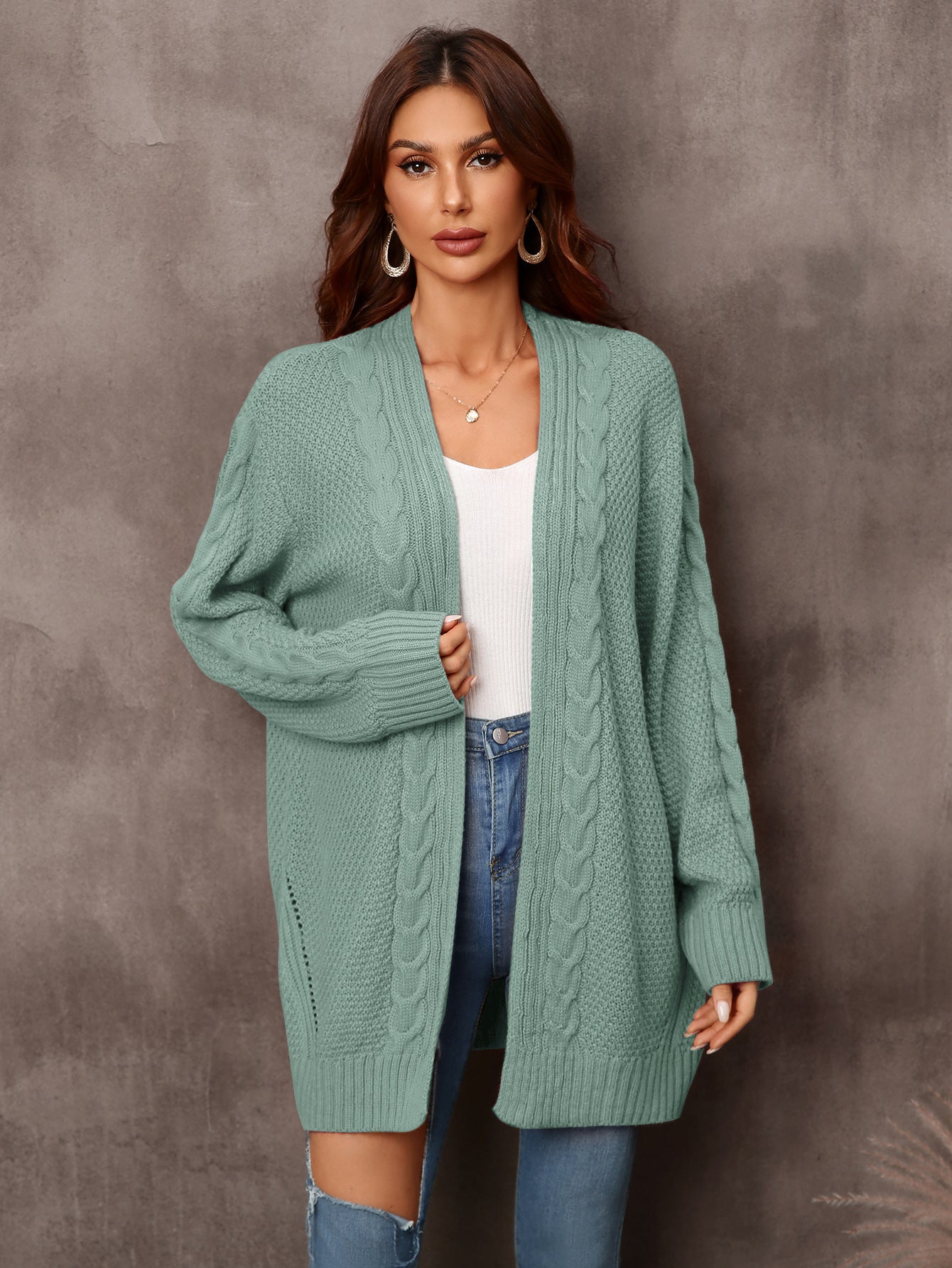 Autumn And Winter New Women's Cardigan Irregular Sweater Hollow Out Sweater Coat