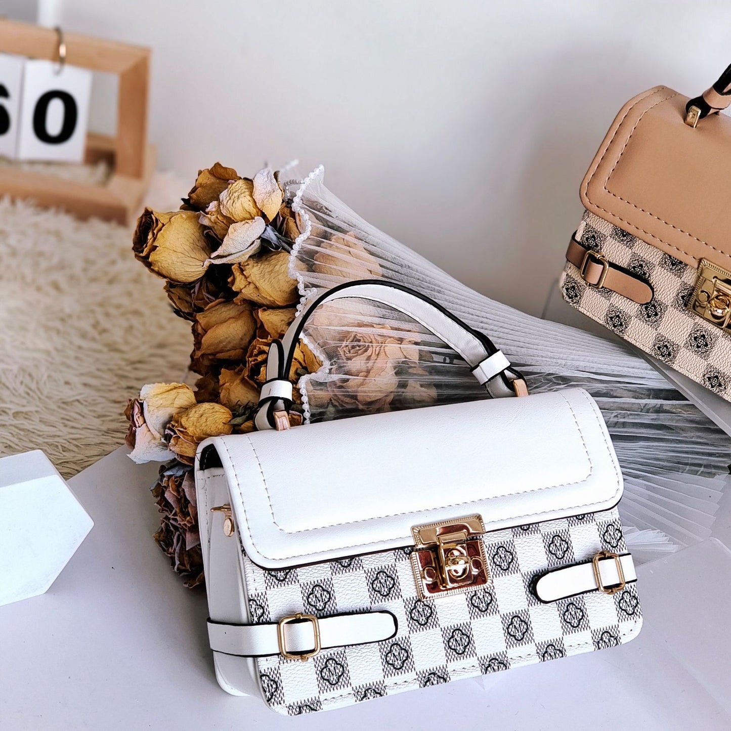 Comfortable Retro Small Square Pattern Ethnic Crossbody Bag