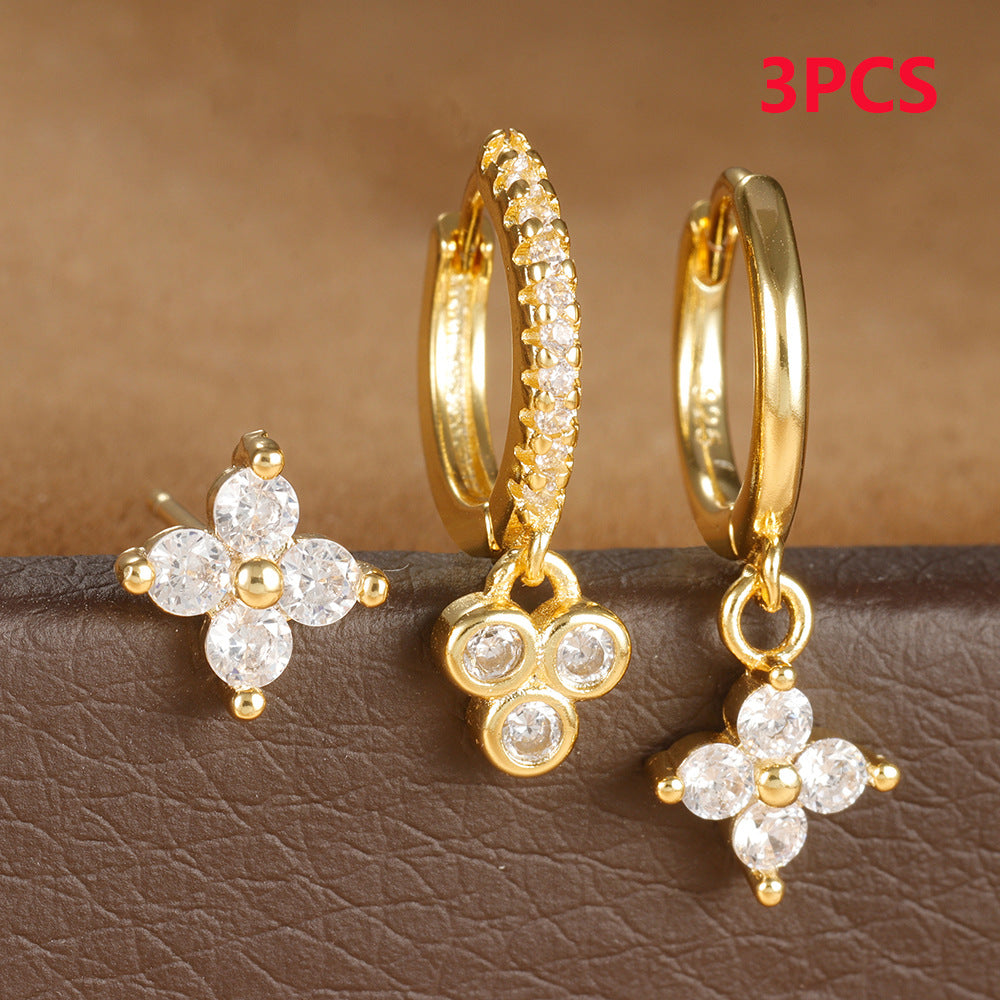 Affordable Luxury Fashion Flowers Zircon Earrings Plated With Real Gold