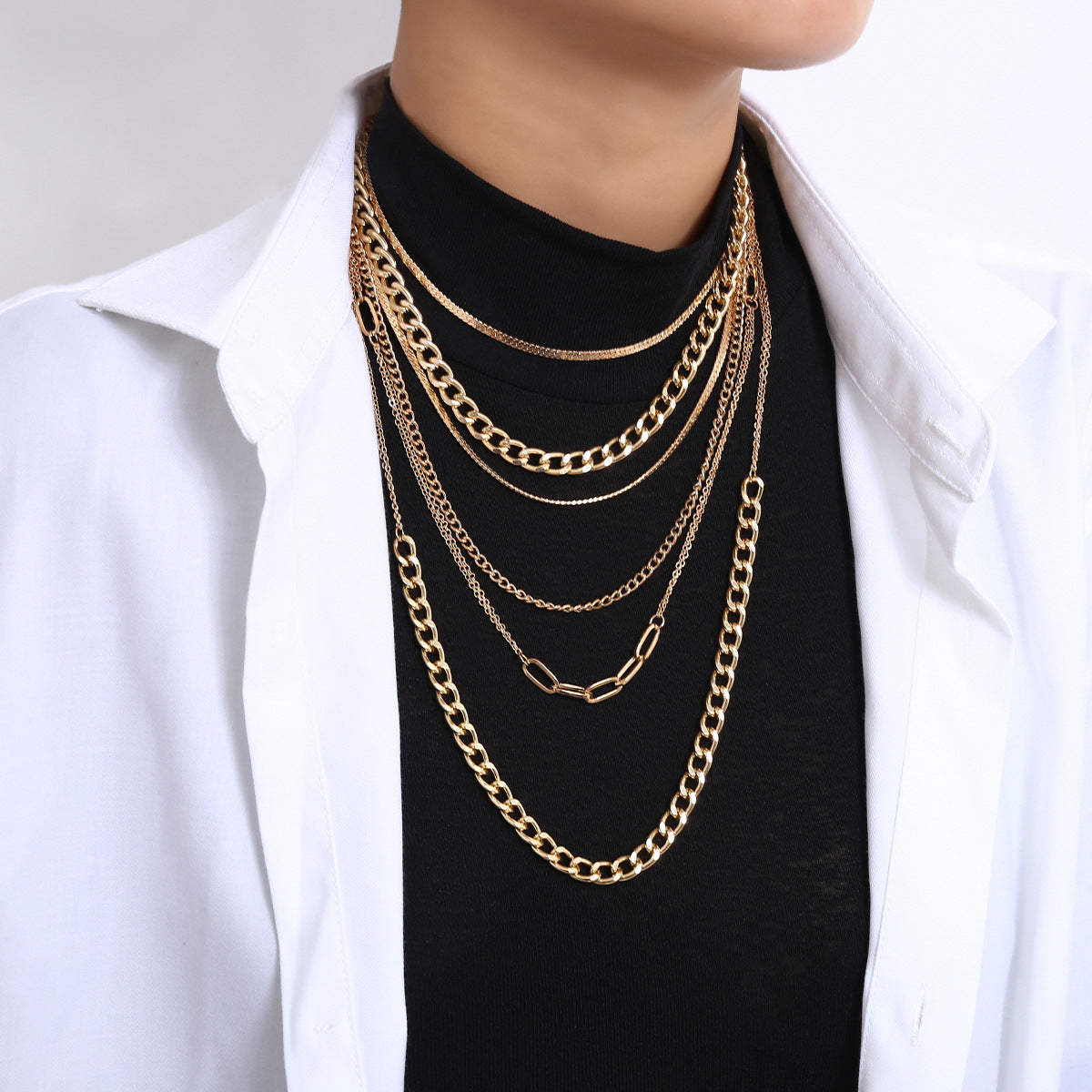 Punk Multi-layer Snake Bone Box Chain Necklace