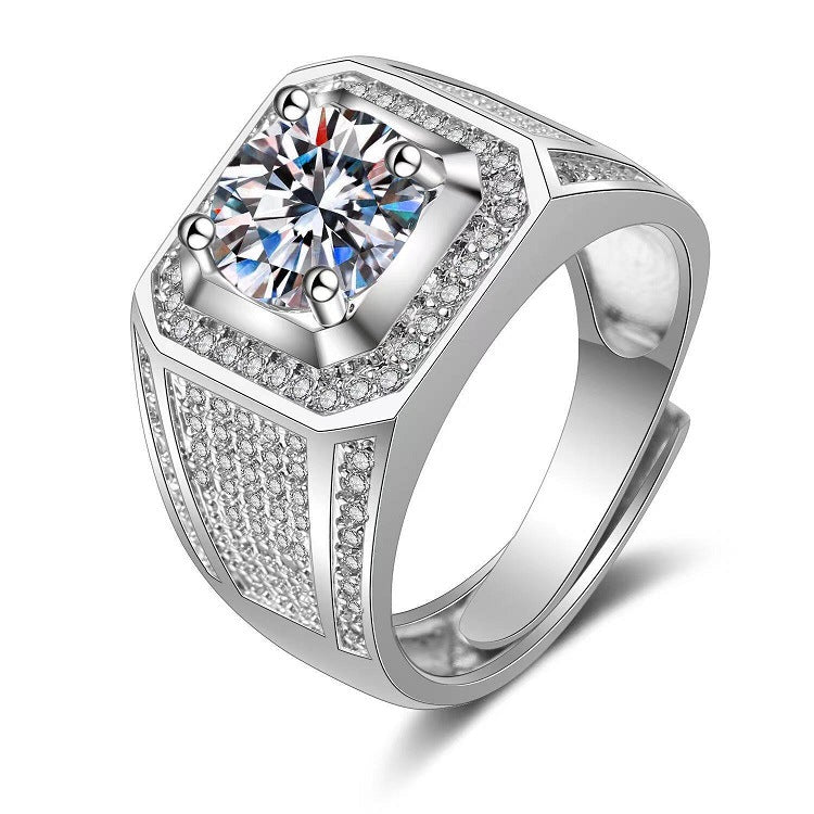 Moissanite Classic Six-claw 1 Karat Open Ring