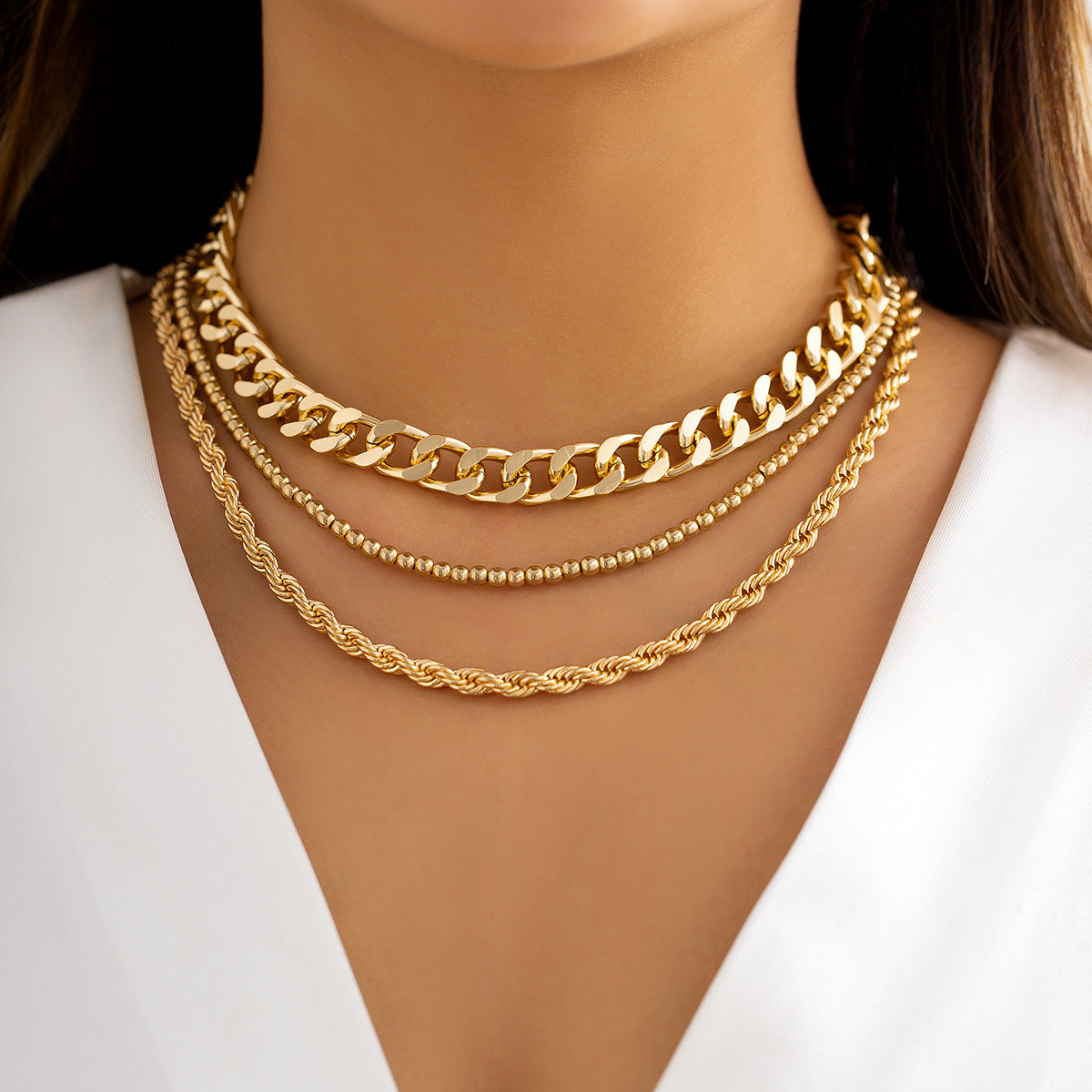 Punk Multi-layer Snake Bone Box Chain Necklace