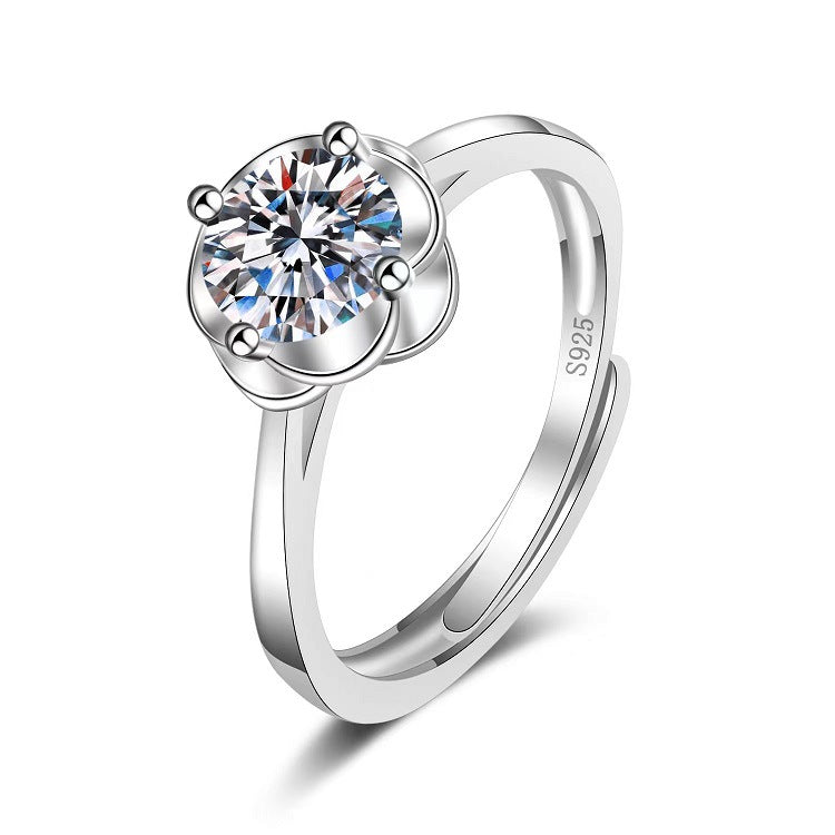 Moissanite Classic Six-claw 1 Karat Open Ring