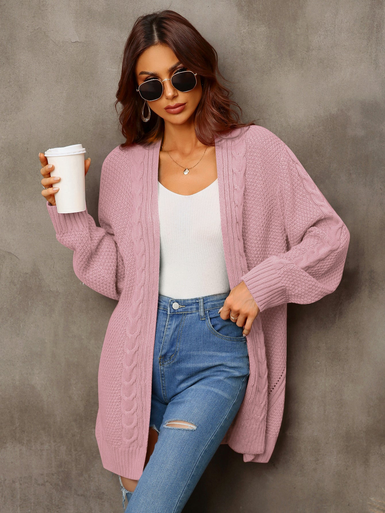 Autumn And Winter New Women's Cardigan Irregular Sweater Hollow Out Sweater Coat