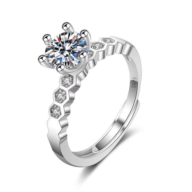 Moissanite Classic Six-claw 1 Karat Open Ring