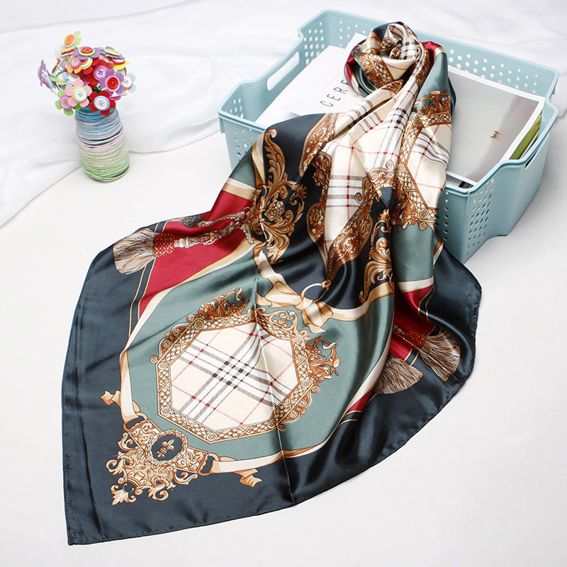 High-end Versatile Retro Printed Artificial Silk Scarf For Women