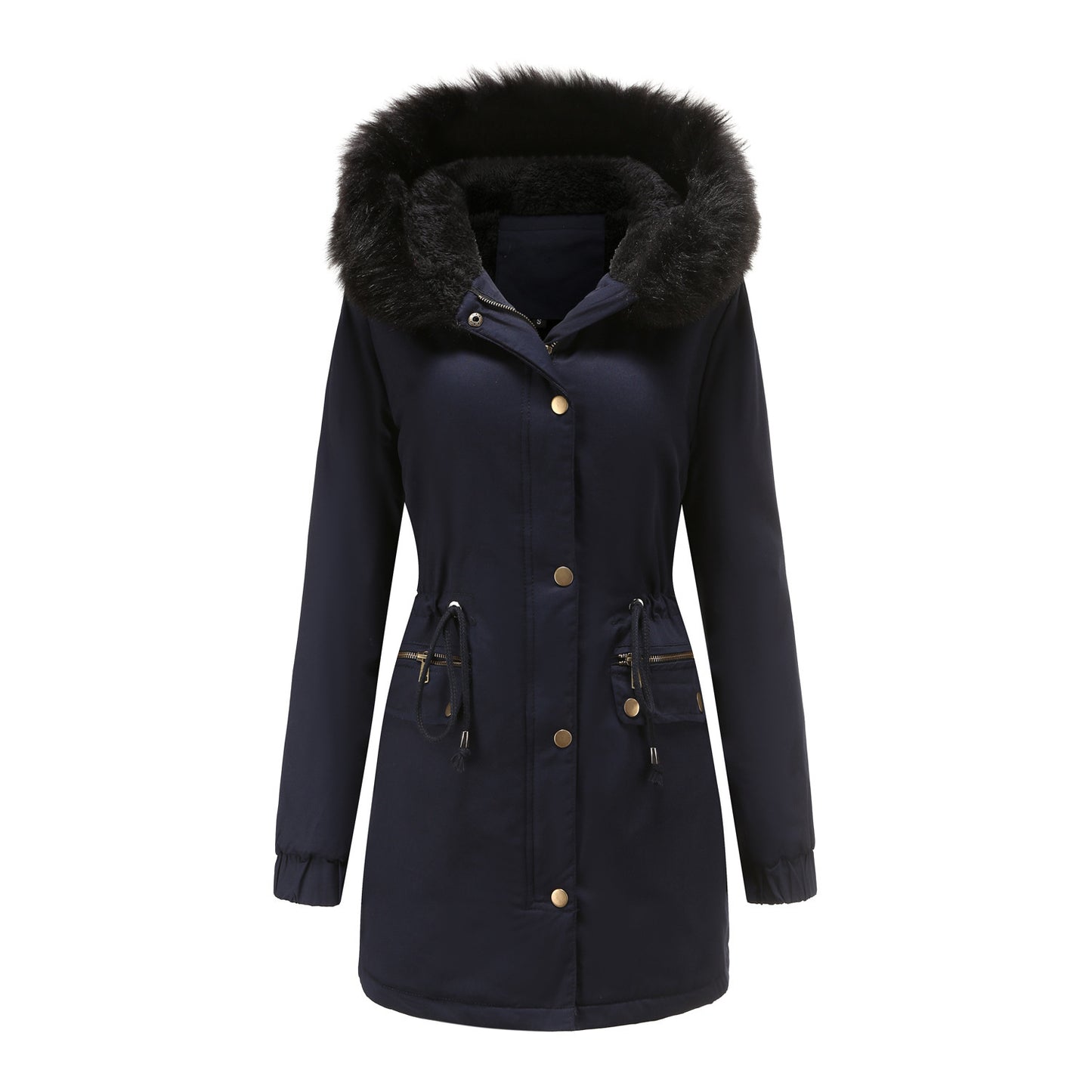 Women's Mid-length Fur Collar Coat Parker Cotton-padded Coat