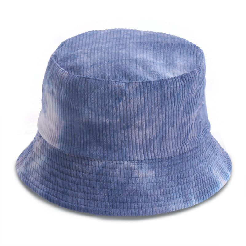 Tie-dyed Corduroy Fisherman Hat Women's Autumn And Winter