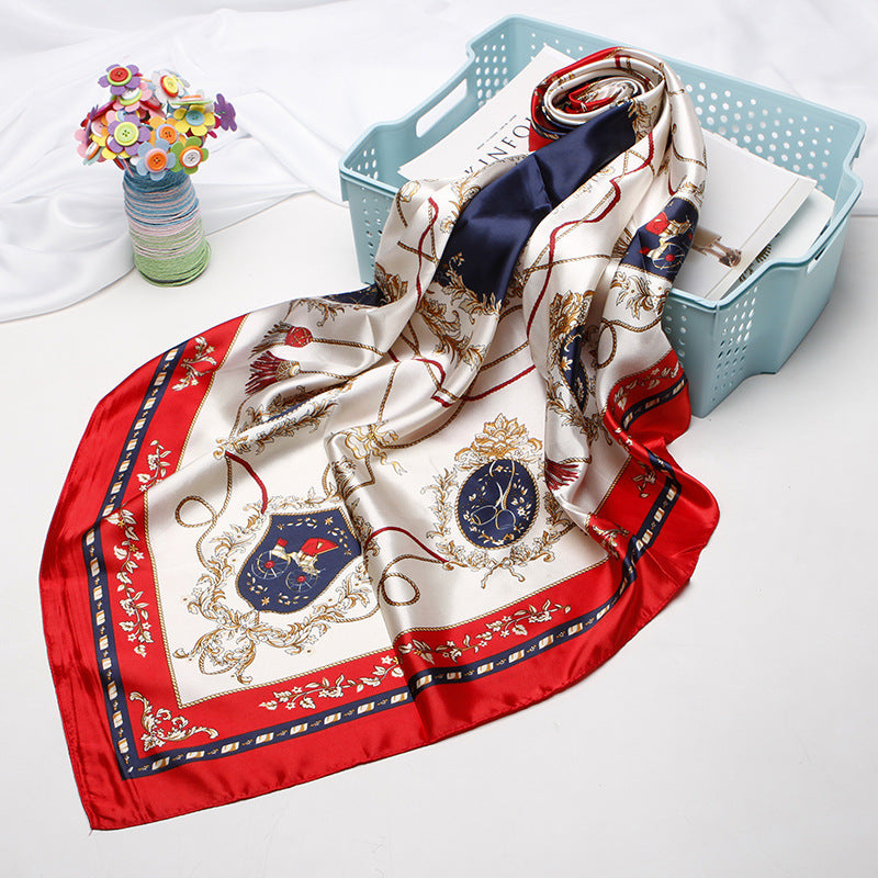 High-end Versatile Retro Printed Artificial Silk Scarf For Women