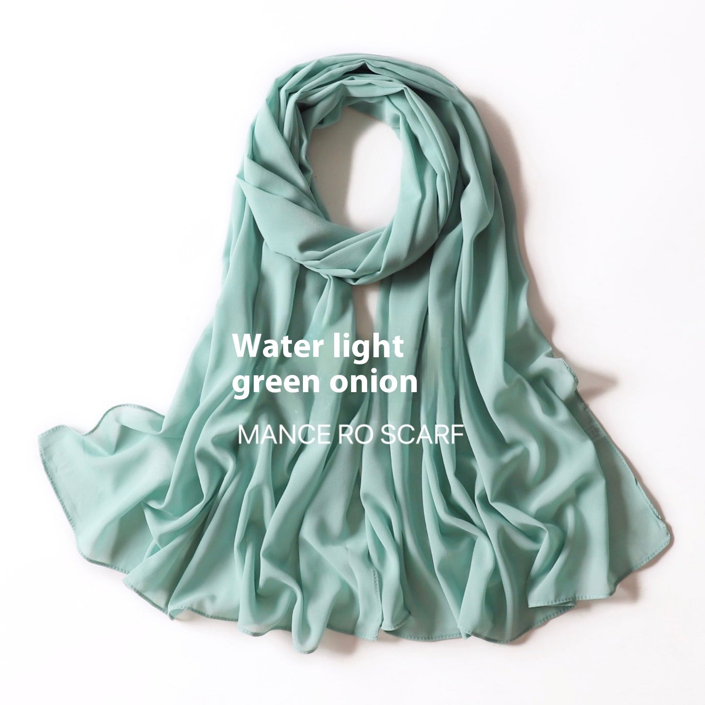 Pure Color Pearl Chiffon Scarf Headcloth Veil Chiffon Scarf