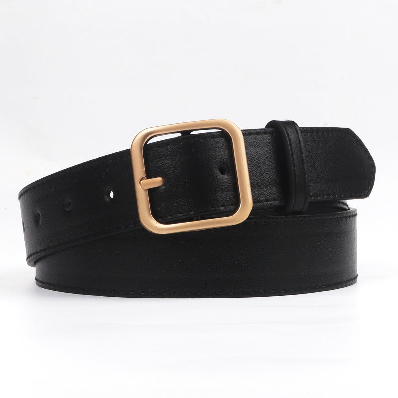 All-match Retro Metal Suqare Buckle Belt Women's Simple Decoration Jeans Belt